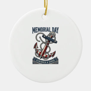 Memorial Day Anchor Remember Honour Vintage Shirt_ Ceramic Ornament