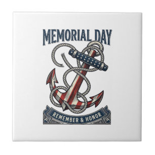 Memorial Day Anchor Remember Honour Vintage Shirt_ Ceramic Tile