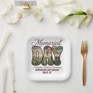 Memorial Day Arlington National Cemetery Paper Plate