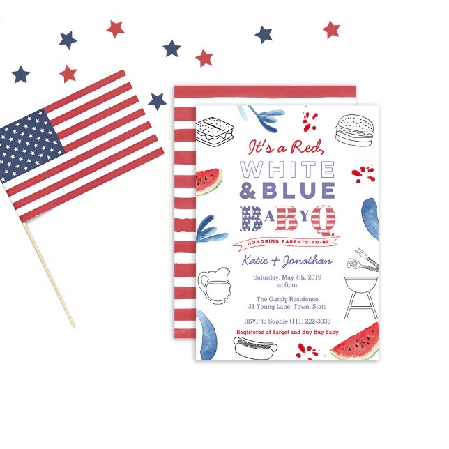Memorial Day BabyQ Coed Baby Shower Invitation (Creator Uploaded)