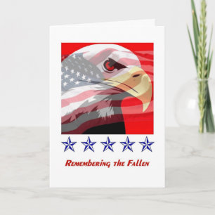 Memorial Day Bald Eagle American Flag Card