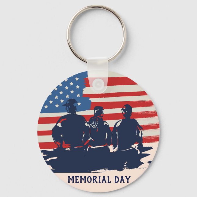 Memorial Day Barbecue Party  Key Ring (Front)