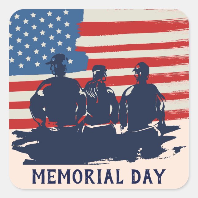 Memorial Day Barbecue Party  Square Sticker (Front)