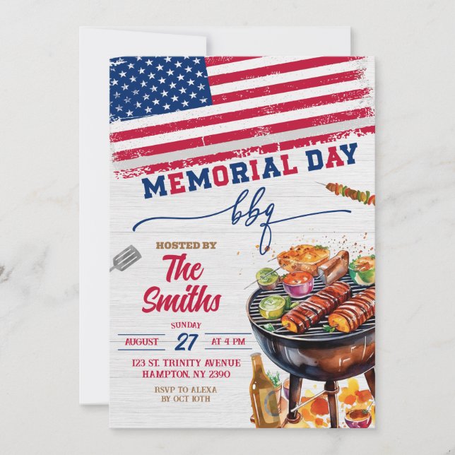 Memorial Day BBQ Party Invitation (Front)