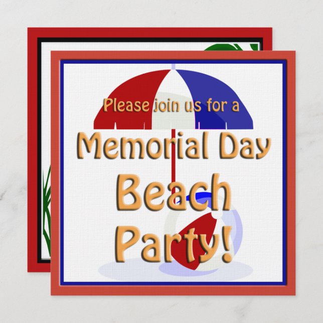 Memorial Day Beach Party Invite (Front/Back)