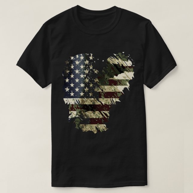 Memorial Day Camo American USA Flag Camouflage 4th T-Shirt (Design Front)