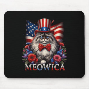 Memorial Day Cat 4th Of July Usa Flag Men Women Me Mouse Pad