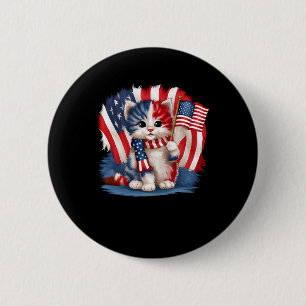 Memorial Day Cat Funny Kitten 4th Of July Patrioti 6 Cm Round Badge