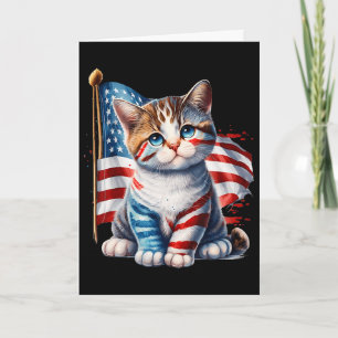 Memorial Day Cat Funny Kitten 4th Of July Patrioti Card