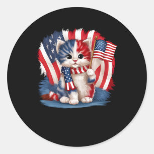 Memorial Day Cat Funny Kitten 4th Of July Patrioti Classic Round Sticker