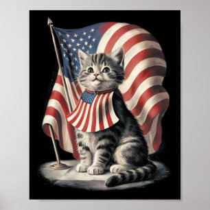 Memorial Day Cat Funny Kitten 4th Of July Patrioti Poster