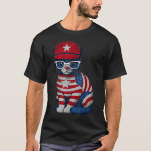 Memorial Day Cat, Happy 4th Of July Patriotic Usa  T-Shirt