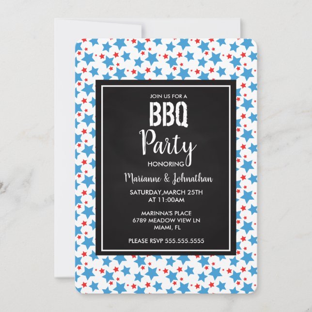 Memorial Day Cook Out Party Grill Stars  Invitation (Front)