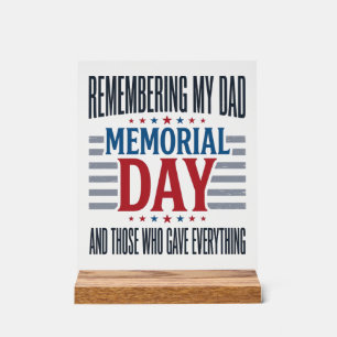 Memorial Day Dad Tribute Patriotic Acrylic Sign