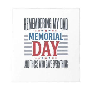 Memorial Day Dad Tribute Patriotic Notepad