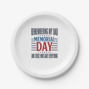 Memorial Day Dad Tribute Patriotic Paper Plate