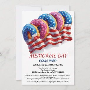 Memorial Day Doughnut Party Invitation 