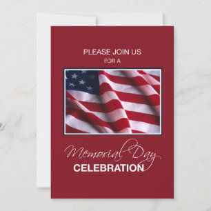Memorial Day Event Invitation, Flag on Red, White, Invitation