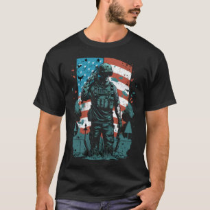 Memorial Day Fallen Veteran Soldier American Flag  T-Shirt