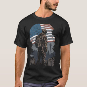 Memorial Day Fallen Veteran Soldier American Flag  T-Shirt