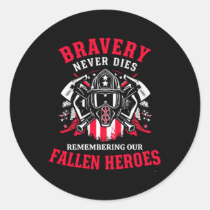 Memorial Day Firefighter Men Long Sleeve Classic Round Sticker