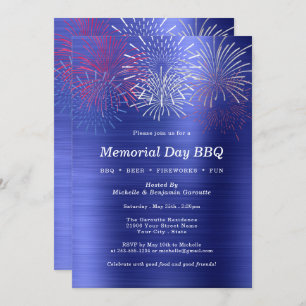 Memorial Day Fireworks Barbecue Party Invitation