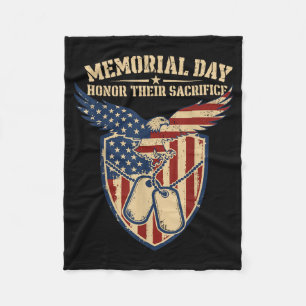Memorial Day Flag Honour Sacrifice Men Women Fleece Blanket