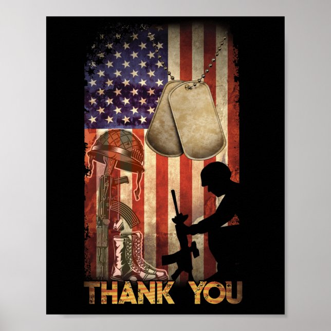 Memorial Day Flag Military Boots Dog 4th Of July Poster (Front)