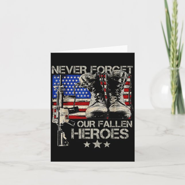 Memorial Day Forget Fallen Heroes American Flag Card (Front)
