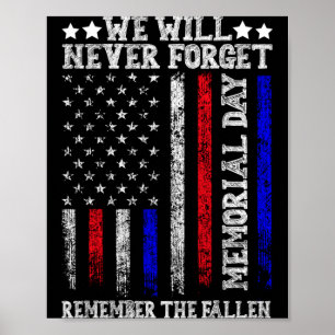 Memorial Day Forget Remember The Fallen Flag Poster