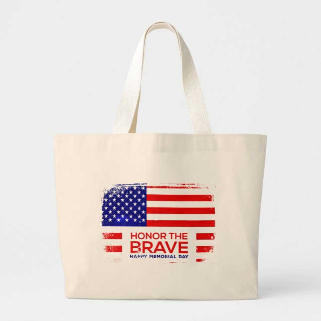 Memorial Day grunge Large Tote Bag (Front)