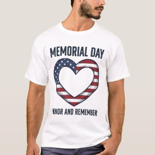 Memorial Day Heart Honour and Remember Shirt Desig