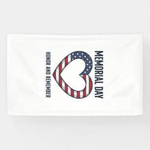 Memorial Day Heart Honour and Remember Shirt Desig Banner
