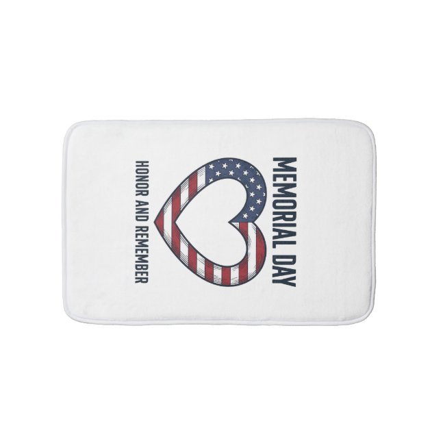 Memorial Day Heart Honour and Remember Shirt Desig Bath Mat (Front)
