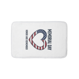 Memorial Day Heart Honour and Remember Shirt Desig Bath Mat