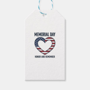 Memorial Day Heart Honour and Remember Shirt Desig Gift Tags