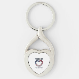 Memorial Day Heart Honour and Remember Shirt Desig Key Ring