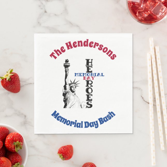 Memorial Day heroes personalised Napkins (Insitu)
