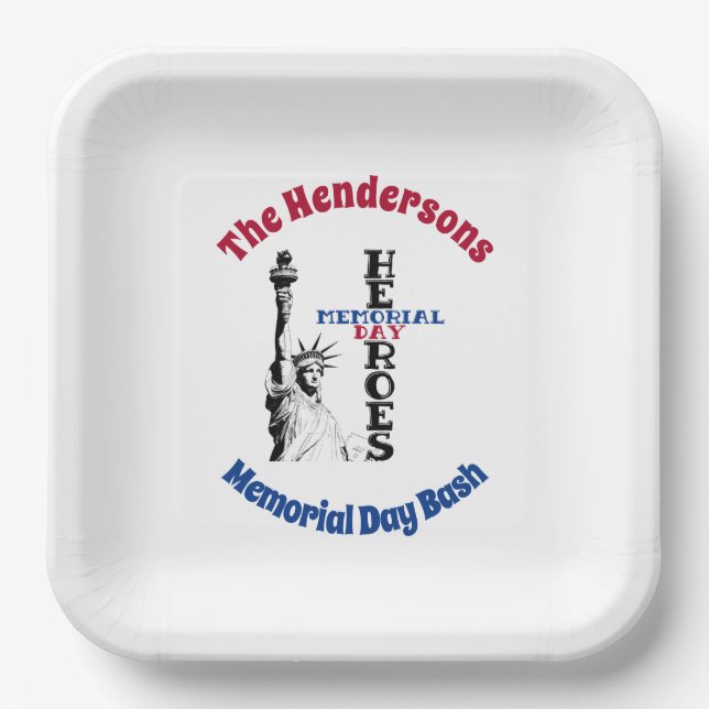 Memorial Day heroes personalised Paper Plates (Front)