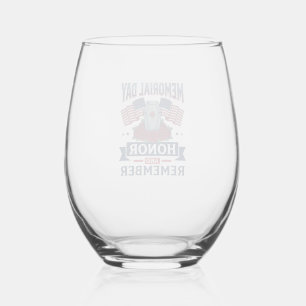 Memorial Day Honour and Remember Patriotic Shirt_1 Stemless Wine Glass