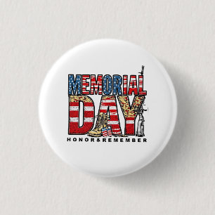 Memorial Day Honour & Remember US Flag 3 Cm Round Badge