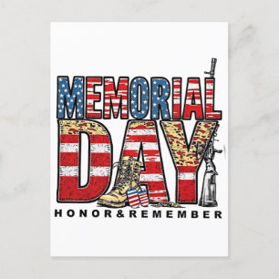 Memorial Day Honour & Remember US Flag Holiday Postcard