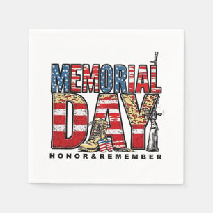 Memorial Day Honour & Remember US Flag Napkin