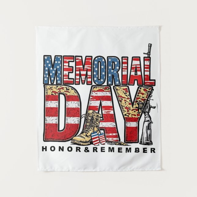 Memorial Day Honour & Remember US Flag Tapestry (Front)