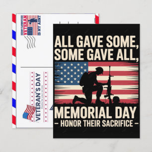 Memorial Day Honouring Those Who Gave All Holiday Postcard