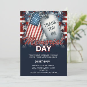 Memorial Day July  Patriotic Invitation