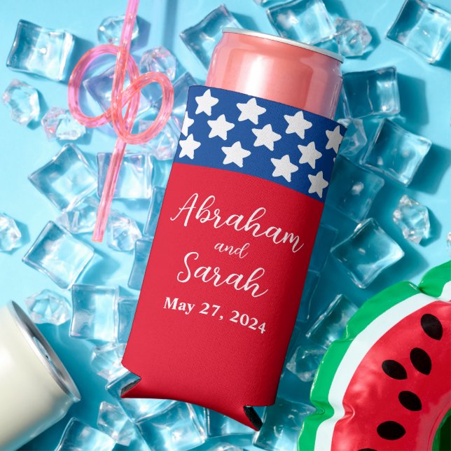 Memorial Day "Love At First Sip" Wedding Favours Seltzer Can Cooler (In Situ Summer)