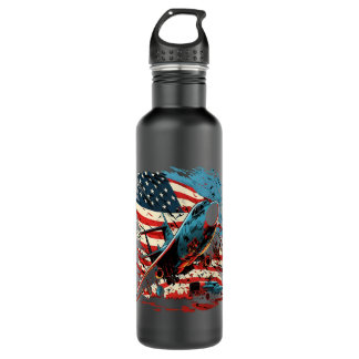 Memorial Day Military Aircraft USA American Flag 4 710 Ml Water Bottle