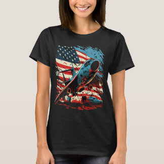 Memorial Day Military Aircraft USA American Flag 4 T-Shirt