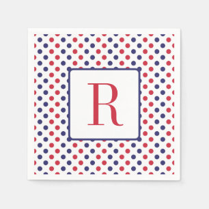 Memorial Day Monogram Party Red White and Blue Napkin